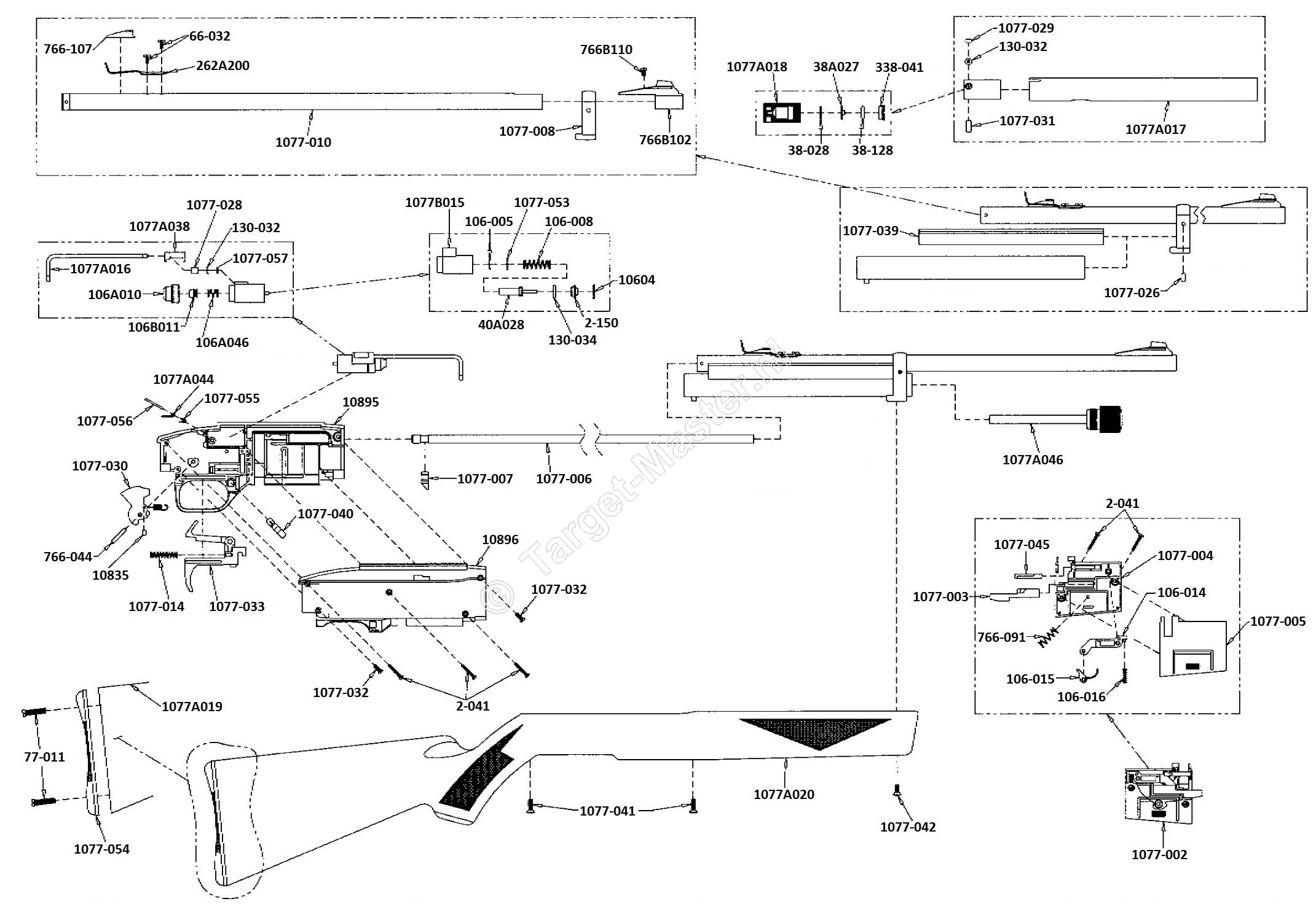 1077, Parts Drawing Crosman RepeatAir 1077